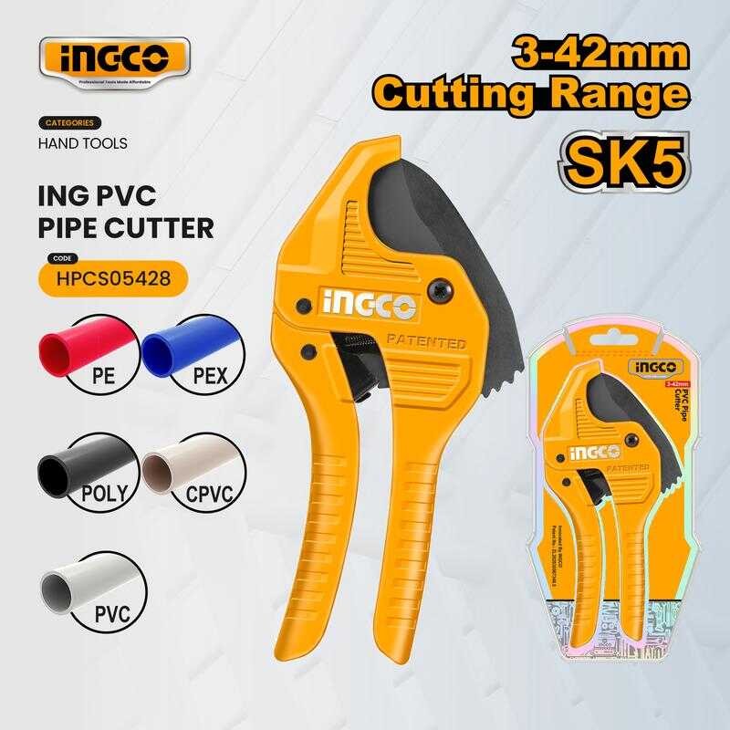 Ingco PVC Pipe Cutter -42Mm With Automatic Opening Mode Hpcs05428 (Iht ...