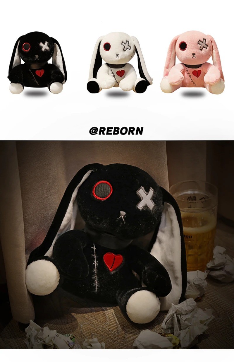 1pc Creepy Goth Bunny Plush Crazy Rabbit Plushie Toys, Spooky Gothic ...