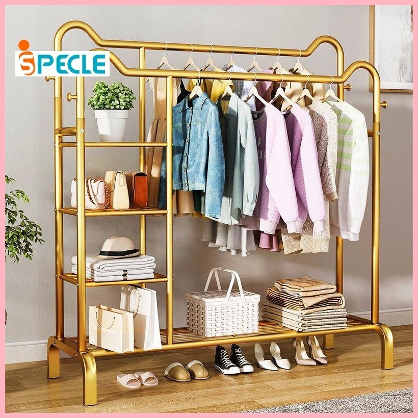 iSPECLE Bedroom Floor Coat Rack Clothes Rack Wardrobe Rack Metal ...