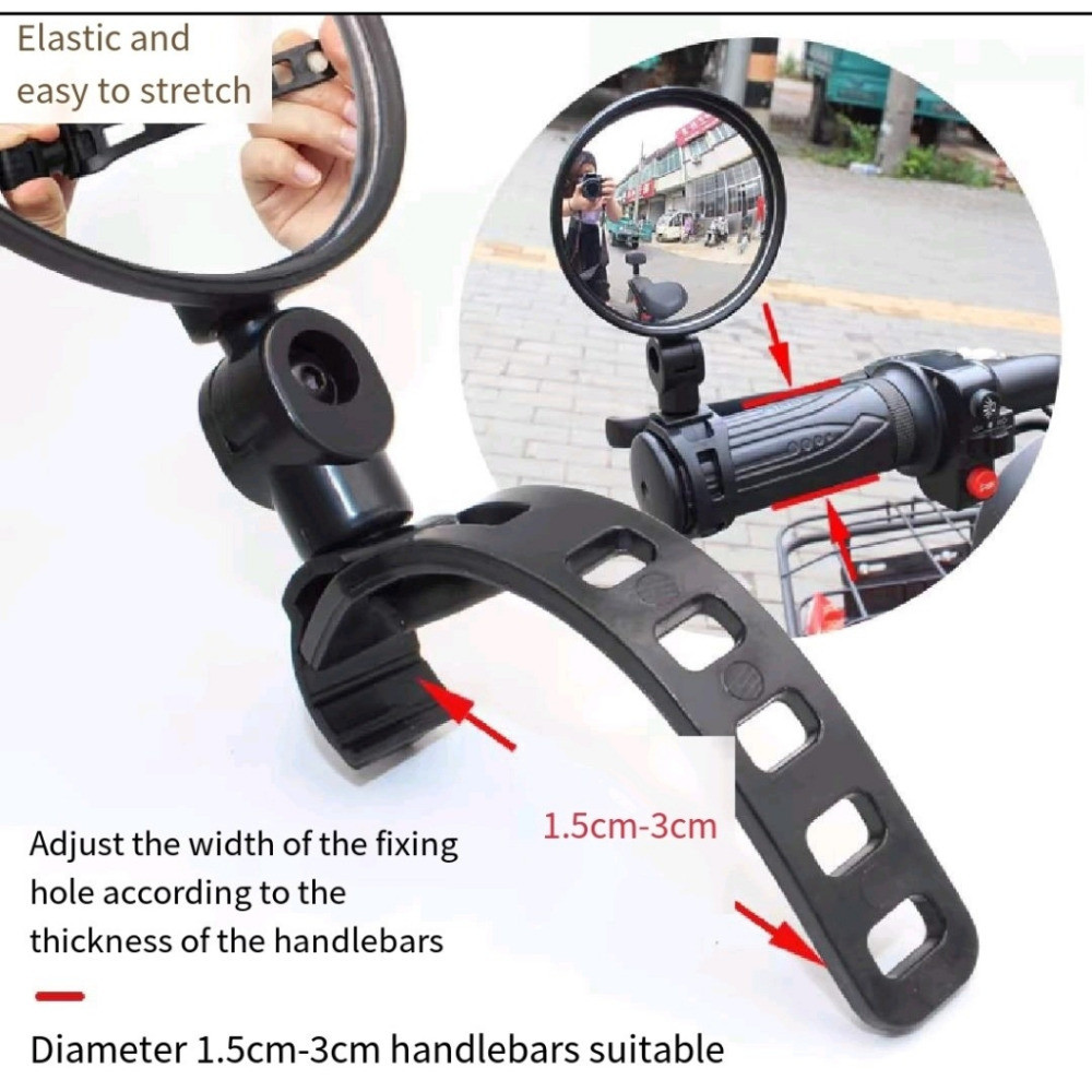 1 2pcs Bike Side Mirror 360 Rotatable Mirrors Waterproof Bicycle