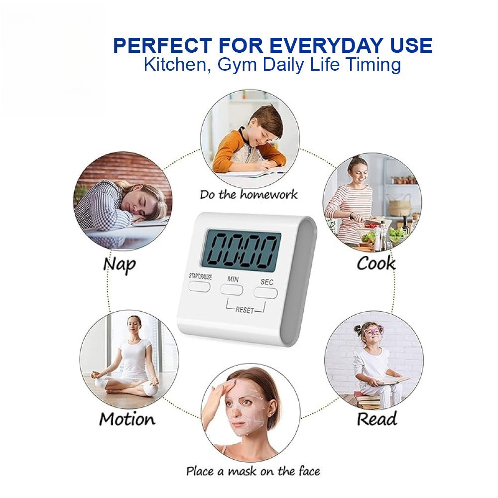 Kitchen Cooking Timer Digital LCD Study Timer Countdown Alarm Stopwatch ...