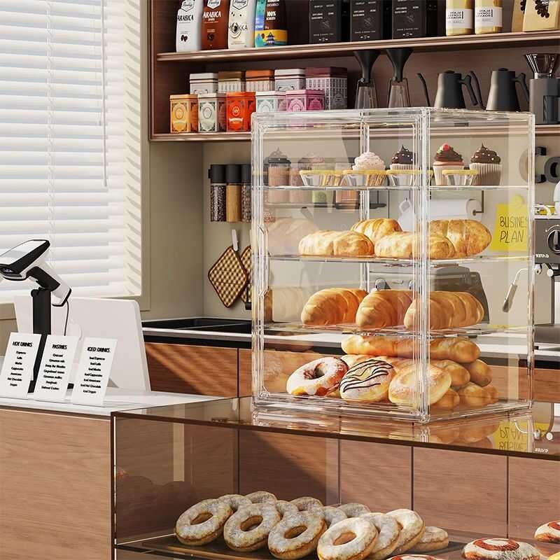 Box Bread For Kitchen Countertop Pastry Display Case Adjustable Bread ...