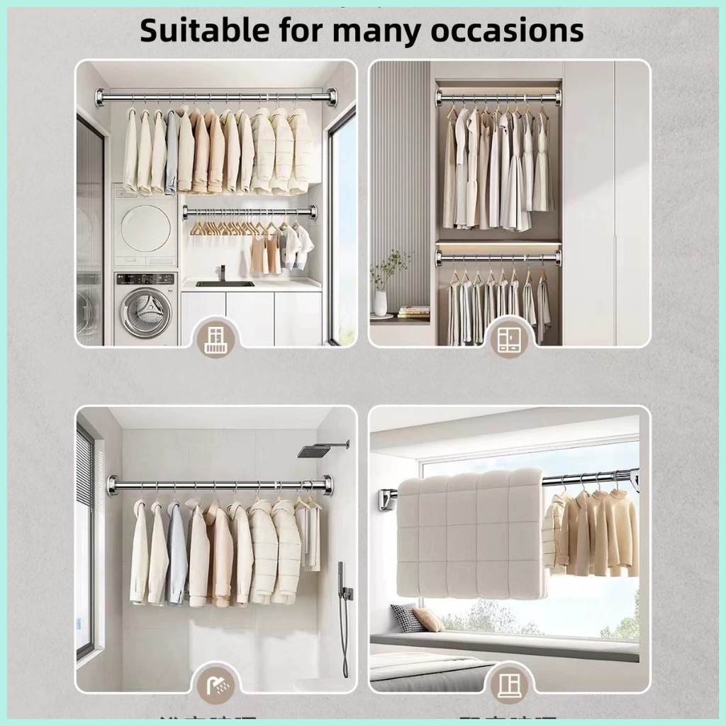 Stainless curtain rod telescopic rod for hanging cloth adjustable rod ...