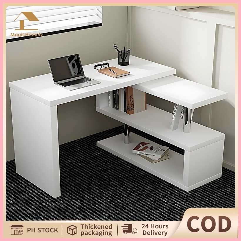 COD 360°Rotating Nordic Computer Table Corner PC Table Simple Desktop ...
