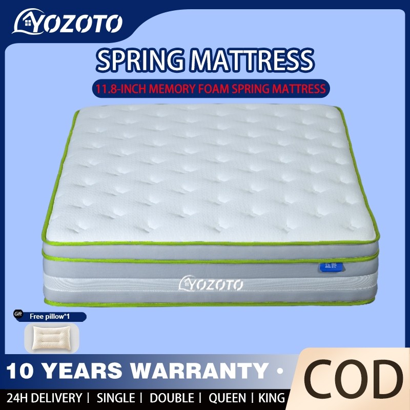 YOZOTO 11.8-Inch Chiropractic Spring Mattress Pocketed Spring Mattress ...