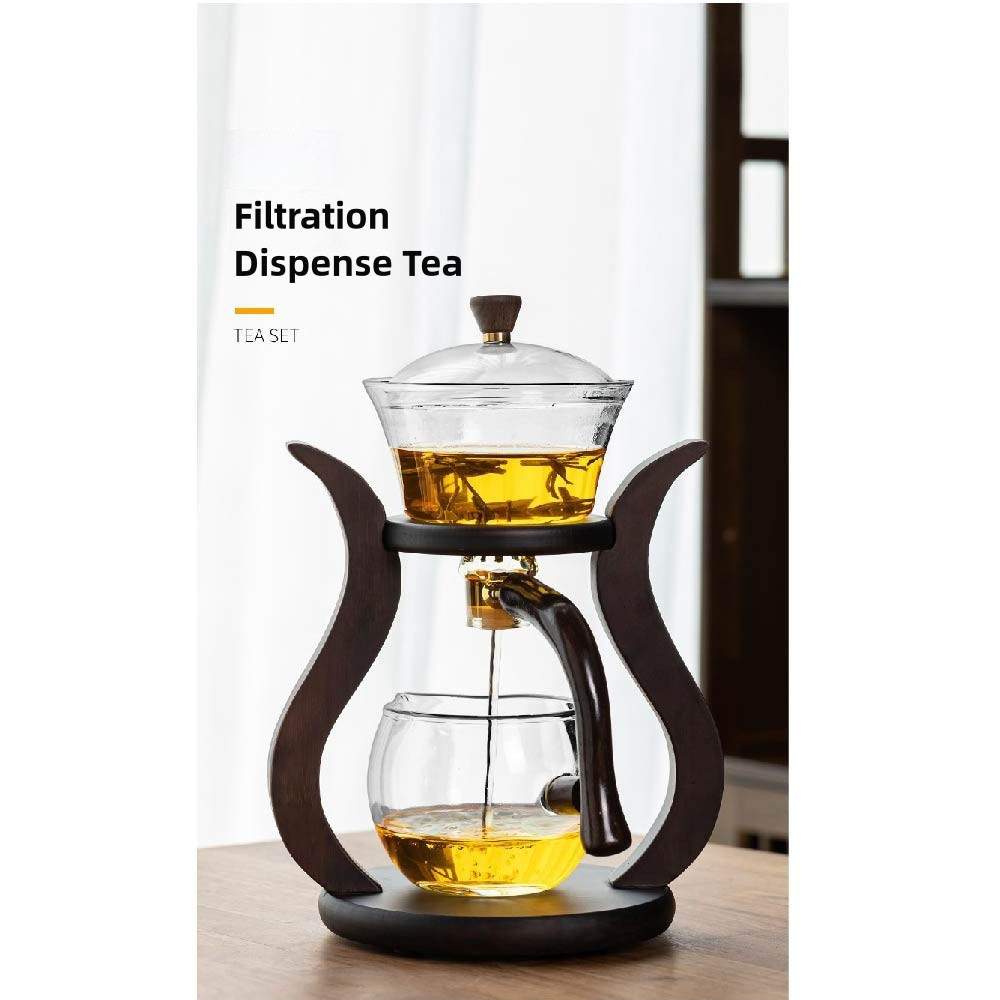 Heat-Resistant Glass Tea Set Magnetic Water Diversion Rotating Cover ...