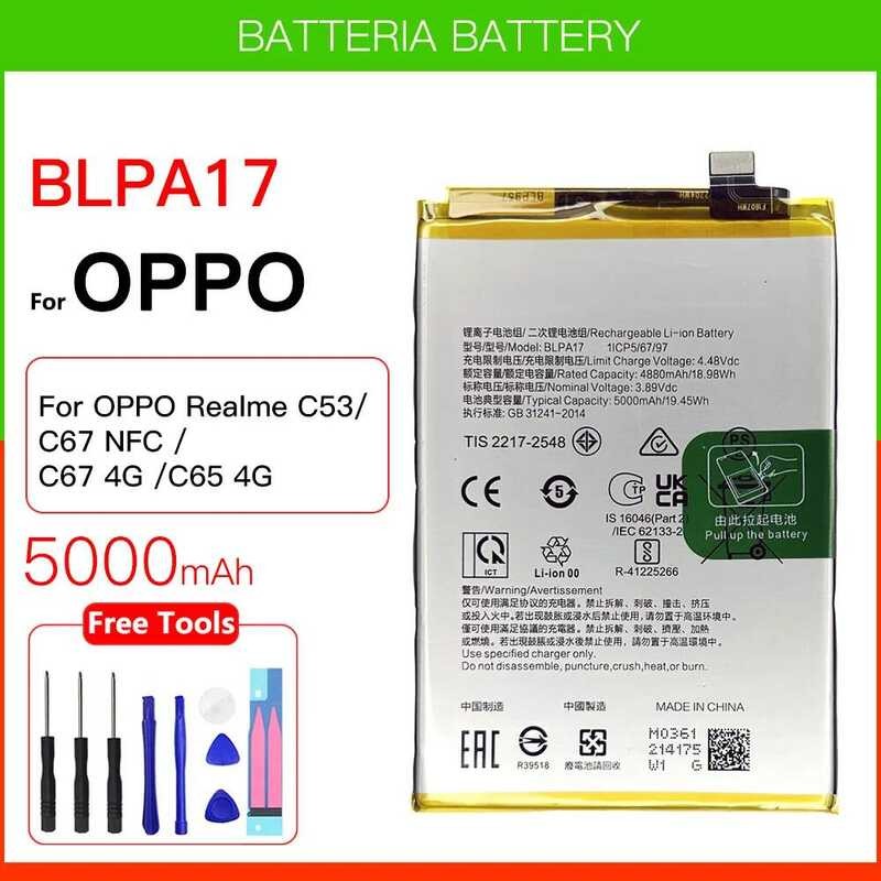 Batteria Pila per Realme C53 RMX3760 RMX3762 5000MaH Pari Originale BLPA17