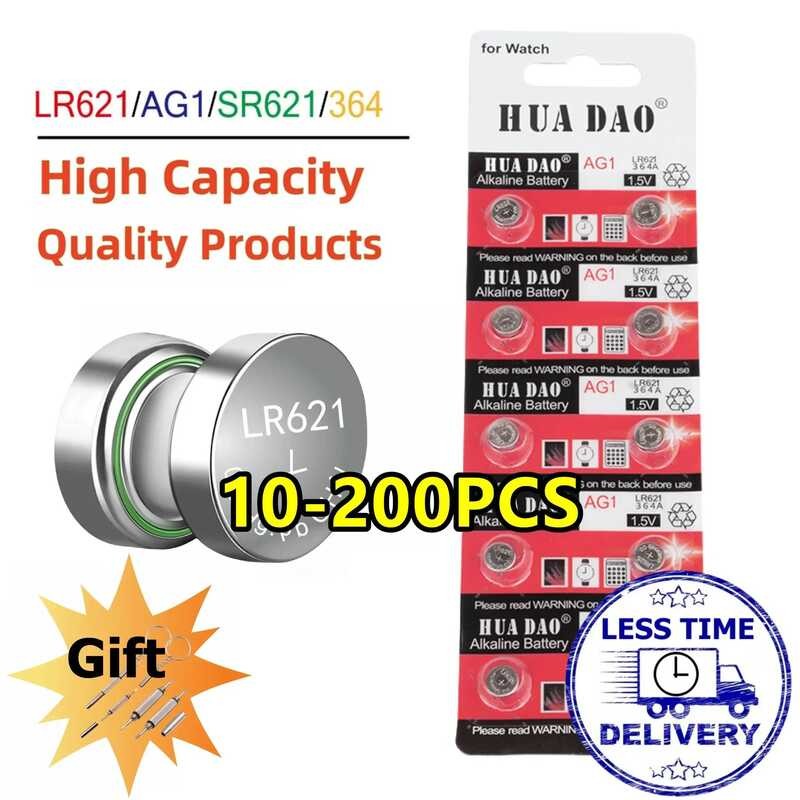 FGDTREE 10 Batterie A Bottone AG1 SR621SW Da 1,55V – Alcaline Per Orologi, Calcolatrici E Piccoli Dispositivi