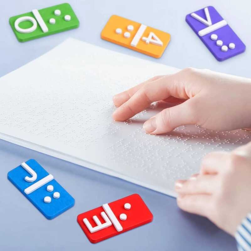 38 Pcs Braille Alphabet and Numbers Tiles Raised Dots Punctuation ...