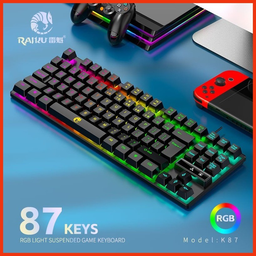 METMI x Raiku 87 Keys RGB Wired Gaming Keyboard - Membrane Multi ...