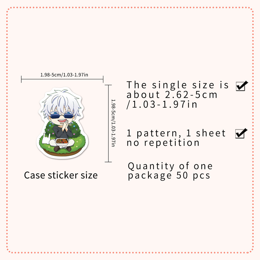 50 Pieces Chibi Jujutsu Kaisen Stickers - Cartoon Cute Gojo Satoru ...