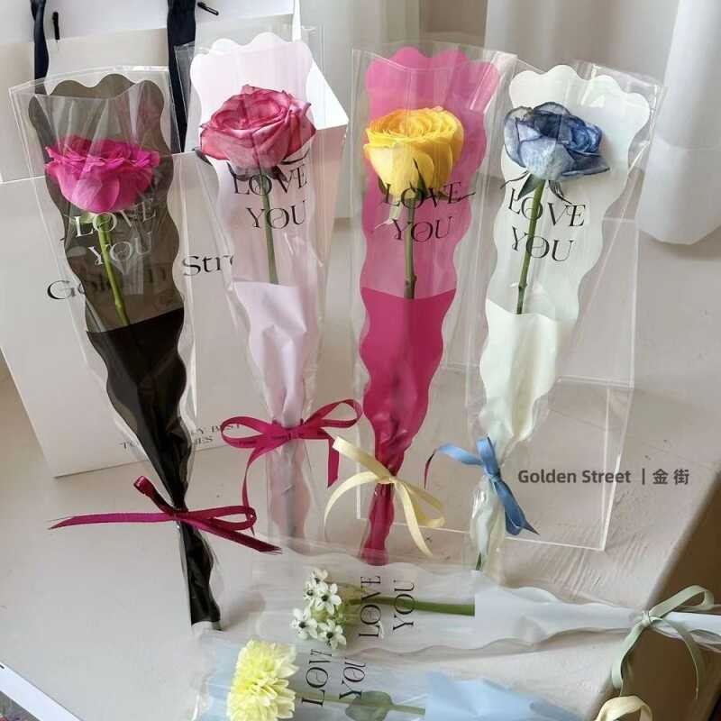10Pcs Single Rose Sleeves Flower Wrapping Bag Bouquet Packaging Bags ...