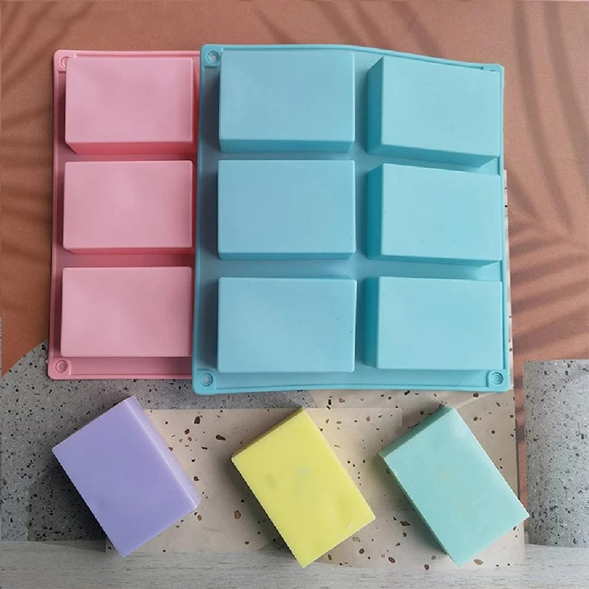 6 Cavity Silicone Handmade Soap Molder DIY Chocolate Molder Rectangle ...