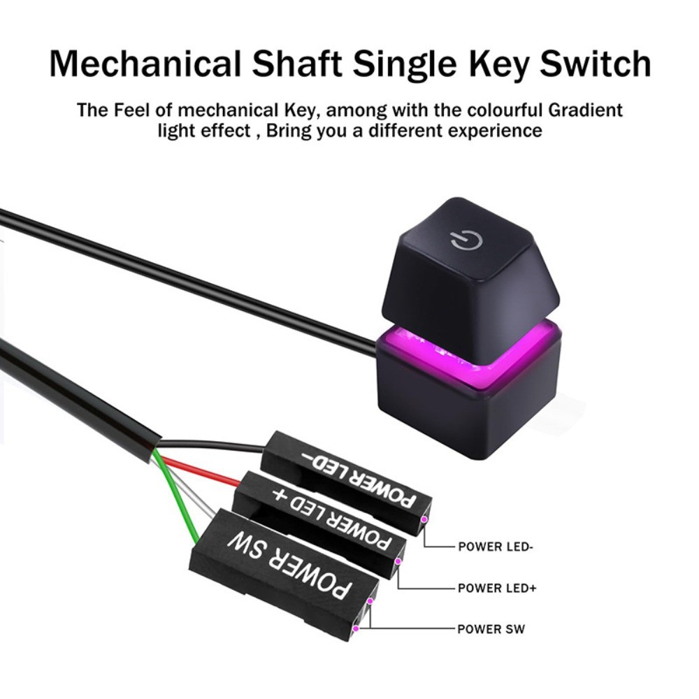 LED Colorful Light Desktop Computer Power Switch Motherboard External ...