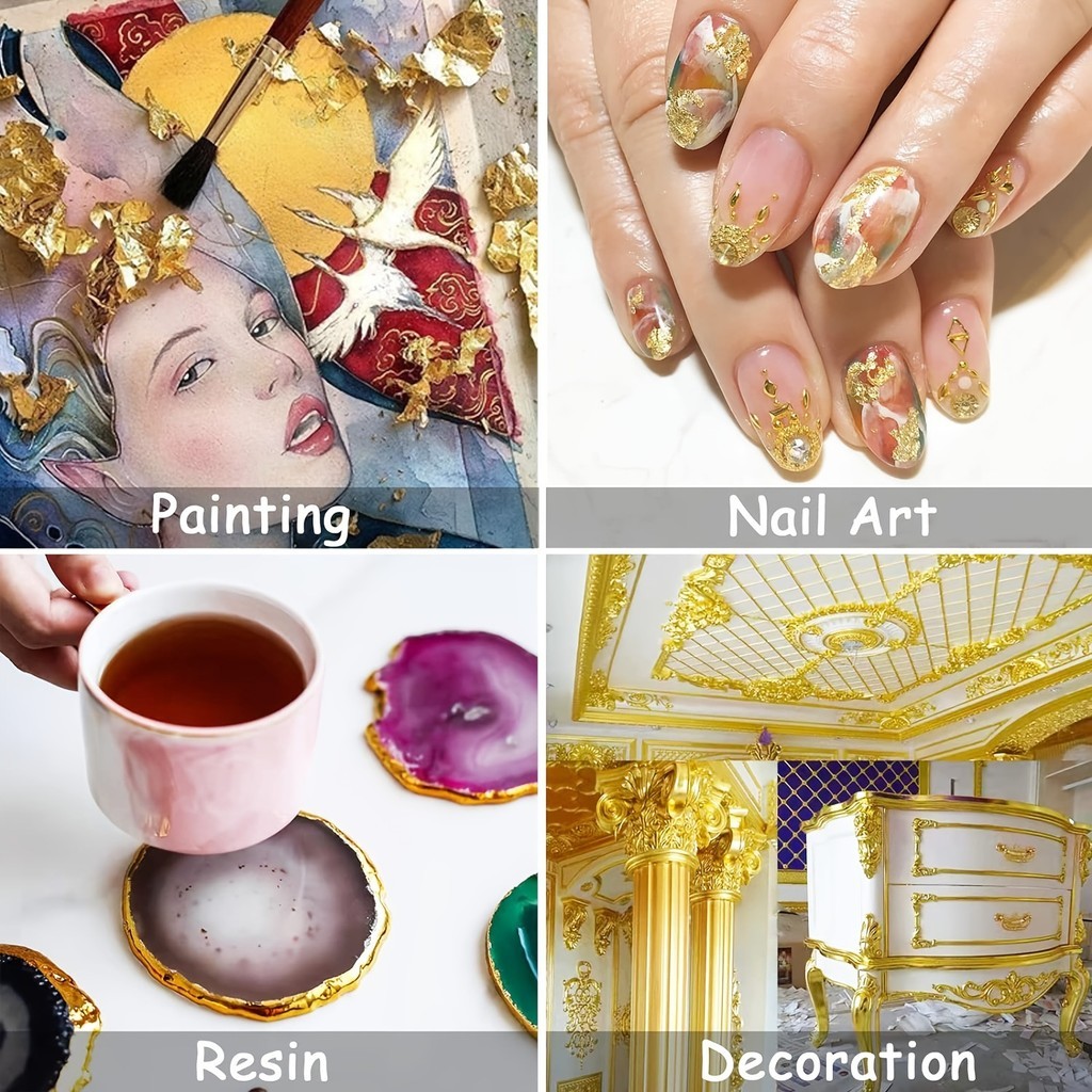 100PCS Gold Leaf Gold Foil Paper Sheets For home Decoration Arts Crafts ...