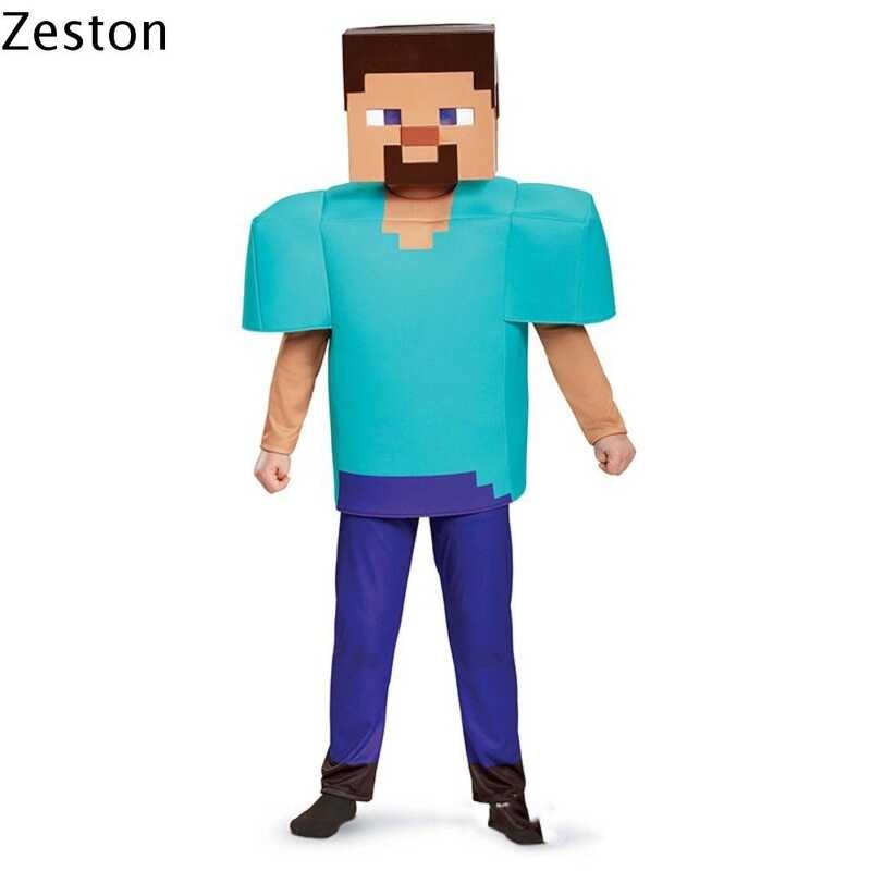 Tt ZESTON Pixel Block Cosplay Costume Halloween Dress Up Role Play Suit ...