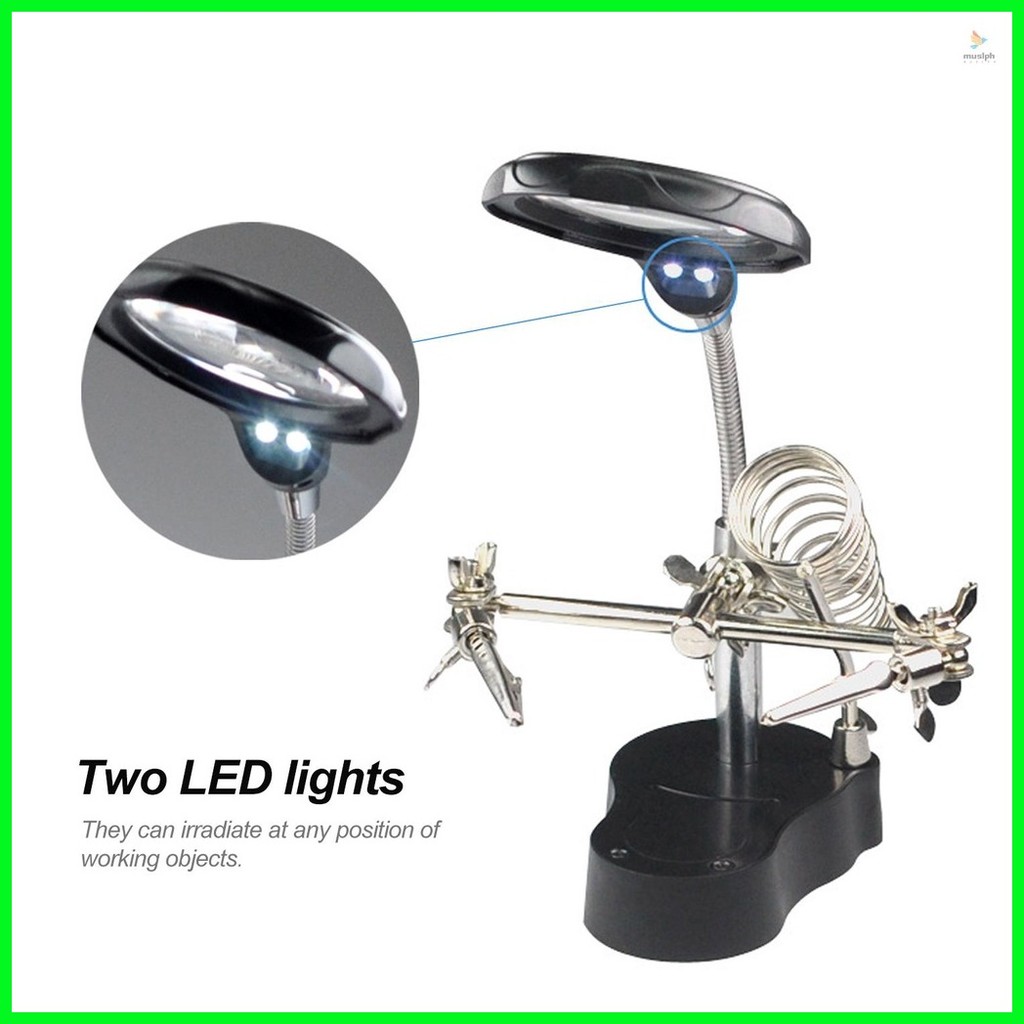 Musl] 3.5X 12X Desktop Magnifier LED Light Helping Hands Table ...