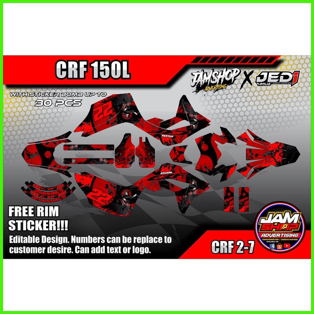 CRF 150L Honda Full Set Decals w/ FREE RIM STICKER Batch 3 | Shopee ...