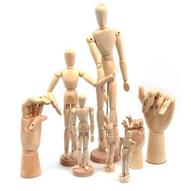 Wooden Hand Man Wood Drawing Mannequin Rotatable Modle Artist Movable ...