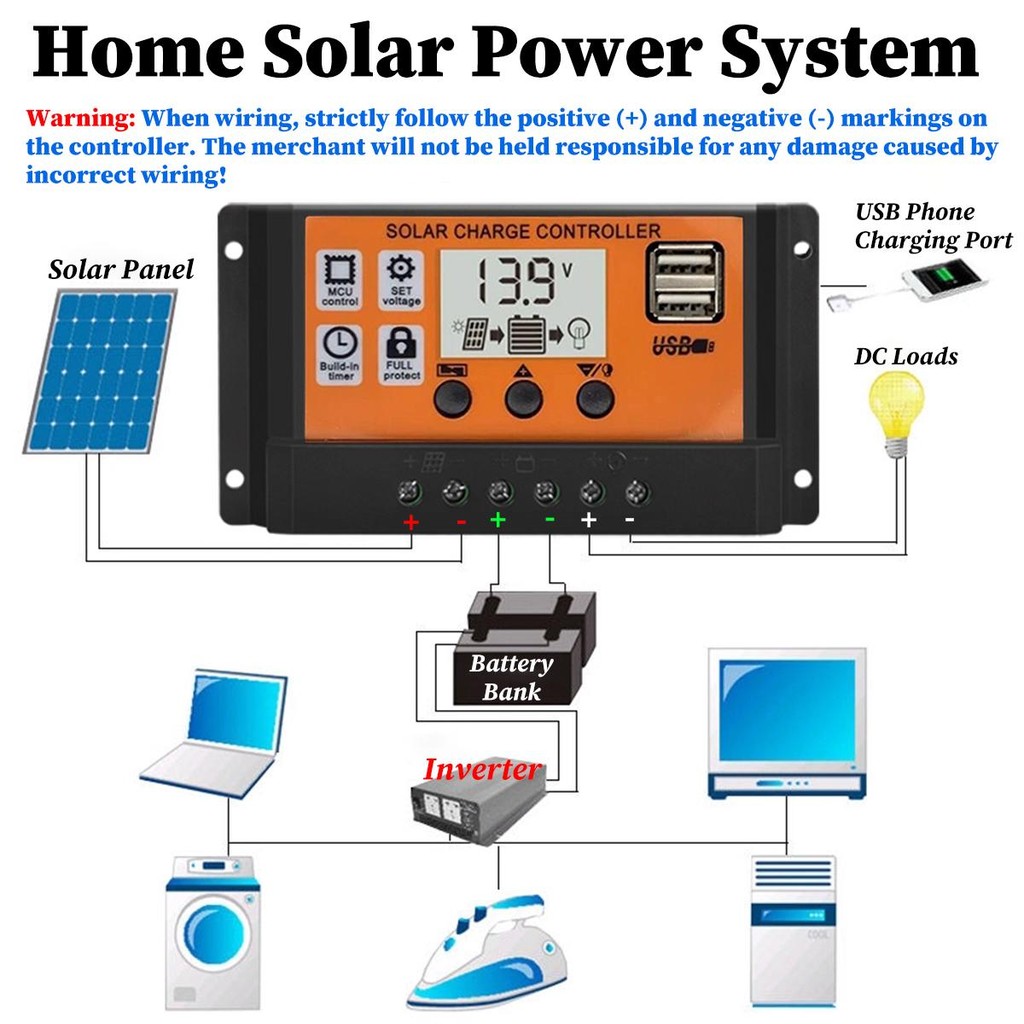 12V 24V Solar Panel Charge Controller 10A 20A 30A 40A 50A 60A Automatic ...