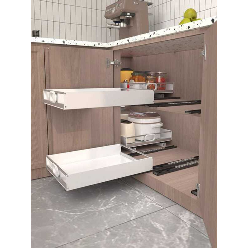 Kitchen Corner Interior Transformation Drawer Tray Cabinet Track Pull ...