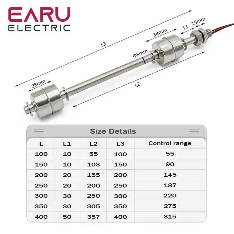 Steel Stainless Liquid Water Level Sensor Double Ball Float Switch Tank ...