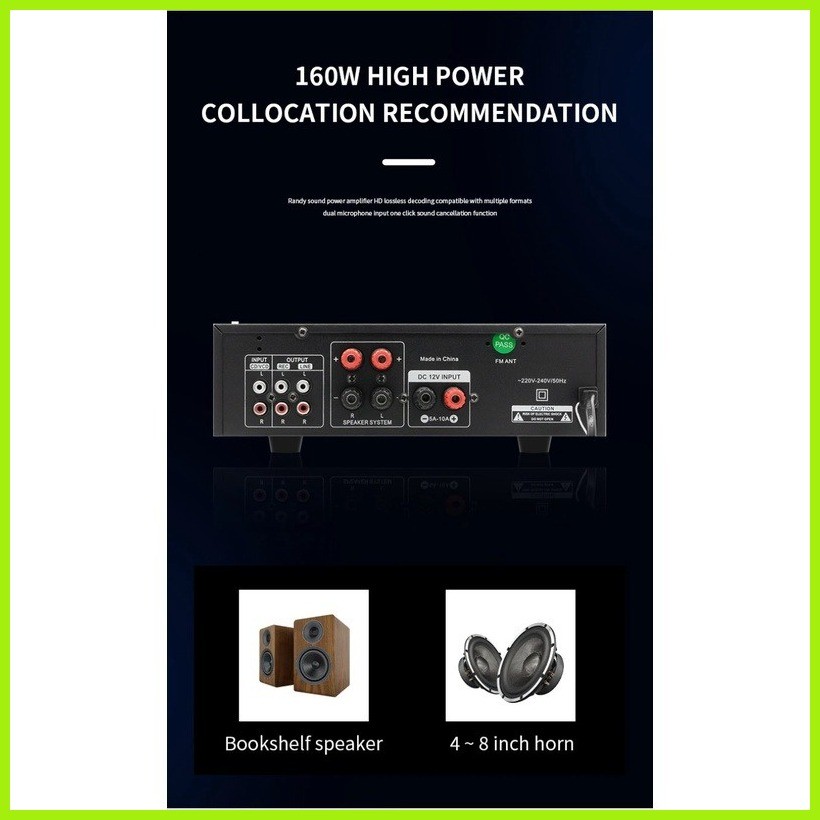 Lexing AV-339 Stereo Mixing Power Amplifier with Bluetooth (Black ...