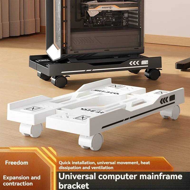 E4 Abt-Adjustable 2 Computer Host Bracket Mobile PC Holder Cart Tower ...