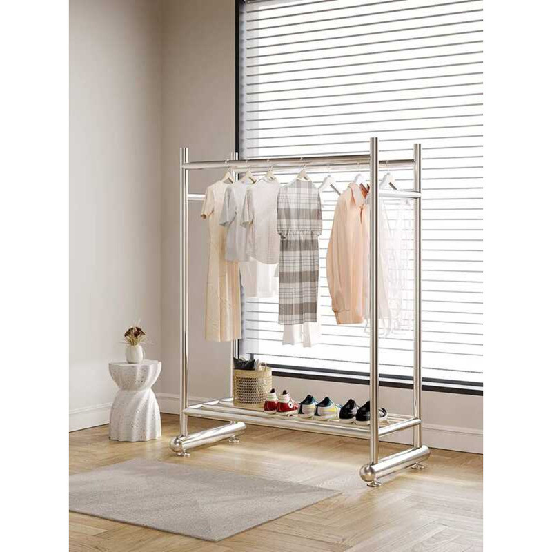 Coat Double Rod Multi-Functional Floor-Standing Bedroom Clothes Movable ...