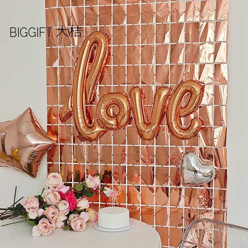 LY 2Meter Square Aluminum Foil Curtain Party Background Decoration ...