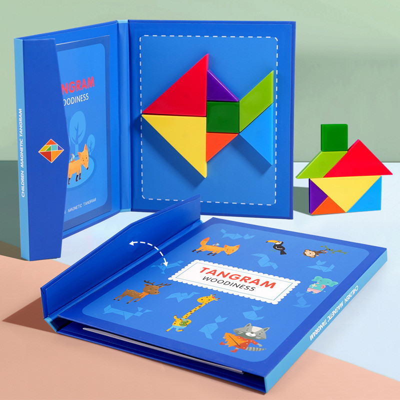 3D Kids Magnetic Puzzle Geometric Shape Tangram Jigsaw Montessori ...