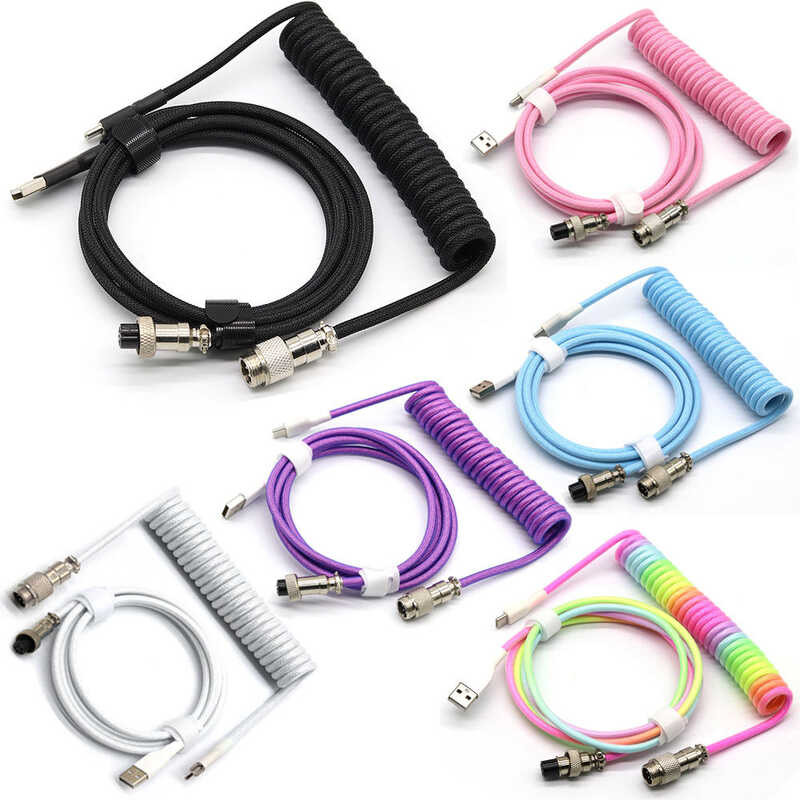 W nical Coiled Wire Type C USB Port Aviator Coiling Cable Desop ...