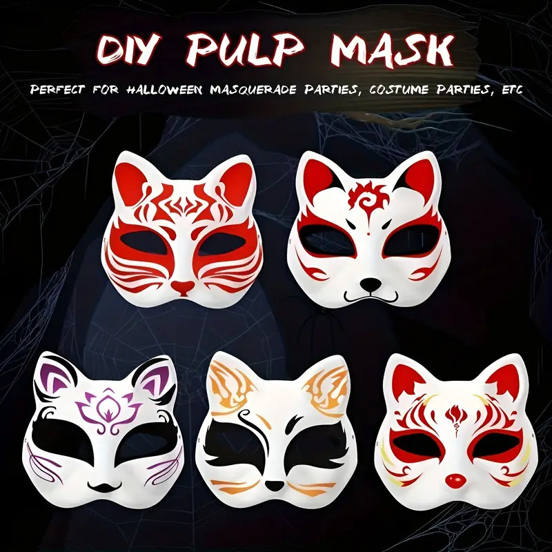 5/3/1PCS DIY Full Face Craft Masks Blank White Paintable Paper Mache ...