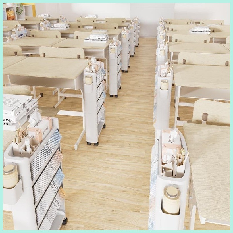 Movable Bookshelves 3/4 Layers with Wheel Trolleys Racks Book Storage ...