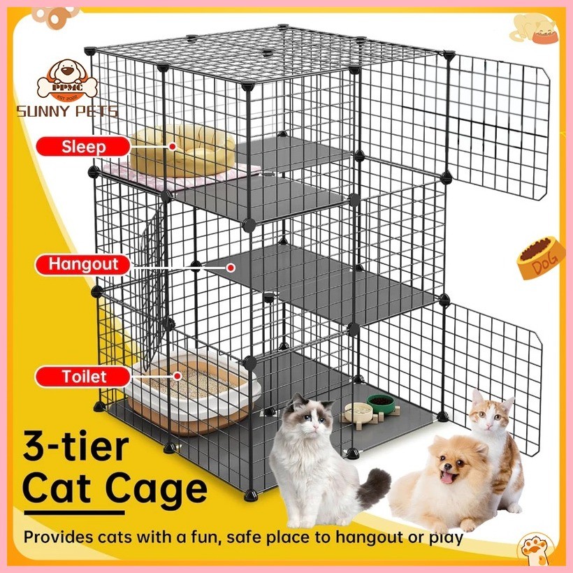 Stackable Cat cage Dog Cat Rabbit Cage easy assemble kitten pet cage ...