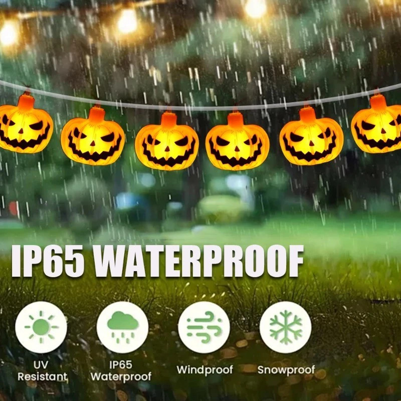 1.5M Halloween LED Lights: Battery-Powered, Waterproof, Pumpkin/Spider ...