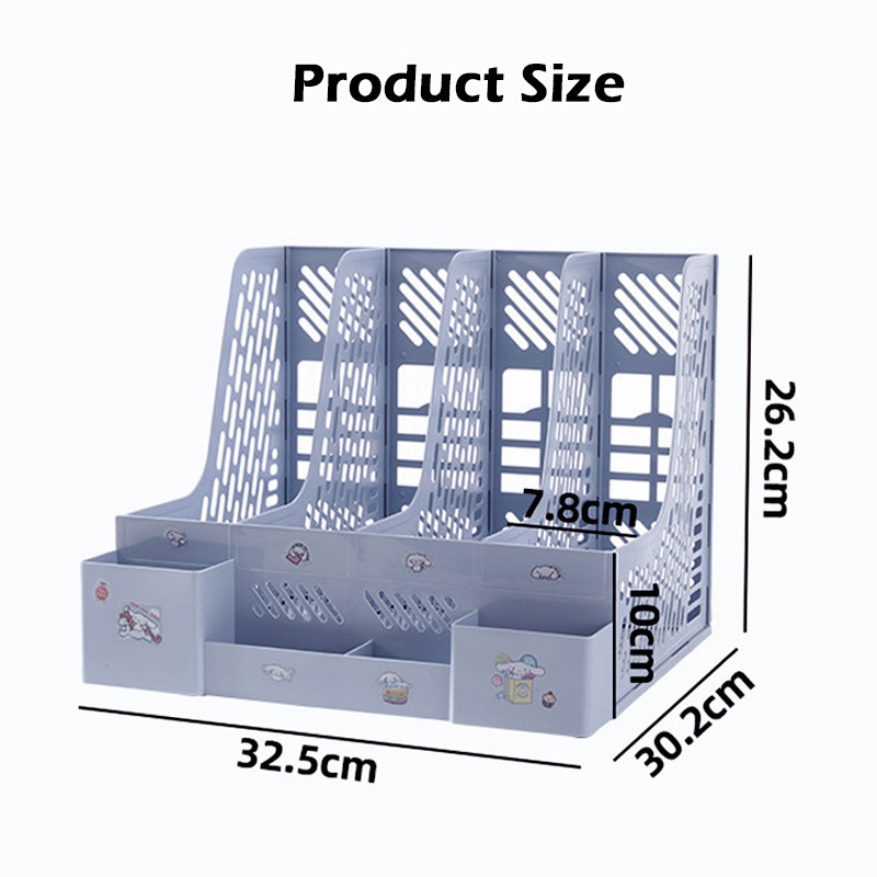 4 Column File Rack Holder Multifunctional Desk Organizer Book Pencil ...