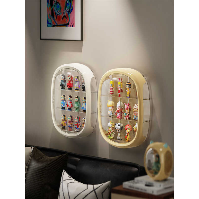 nt Figurine Cabinet Wall-Mounted Bubble Mart Transparent Storage Box ...
