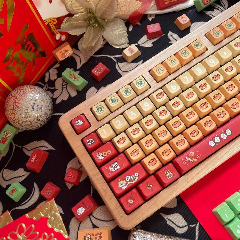 Fortune Snake Keycaps PDA Height MOA Style Keycaps Cute Mechanical ...
