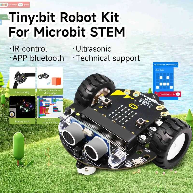 Y Microbit V2 Mini Smart Robot Car Kit Line-Tracking Obstacle Avoidance ...