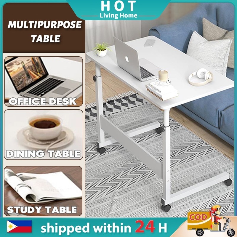 Side Table with Wheels Bedside Table Adjustable Table Movable Computer ...
