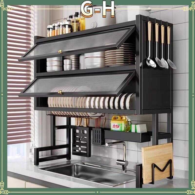 D Sink Rack Kitchen Double Layer Dish Drain With Cabinet Door D B ...