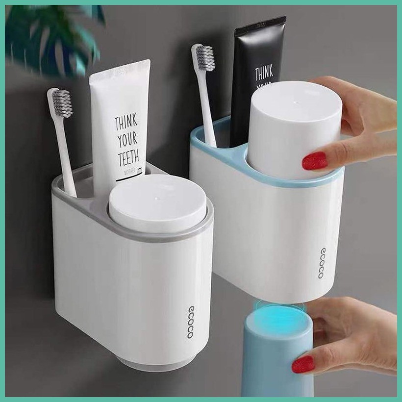 Ecoco Magnetic Toothbrush Holder Wall Mounted Toothbrush Cup Organizer ...
