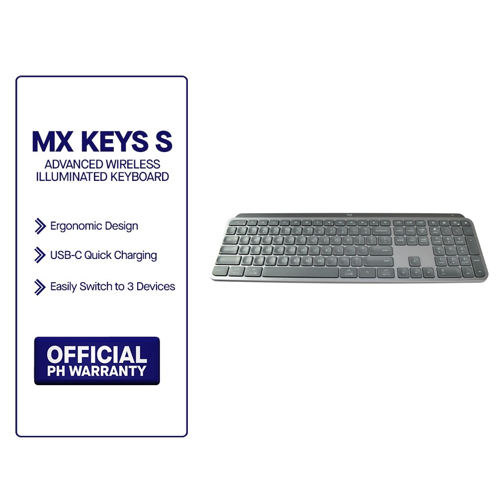 Logitech MX Keys S Advanced Wireless Illuminated Keyboard High ...