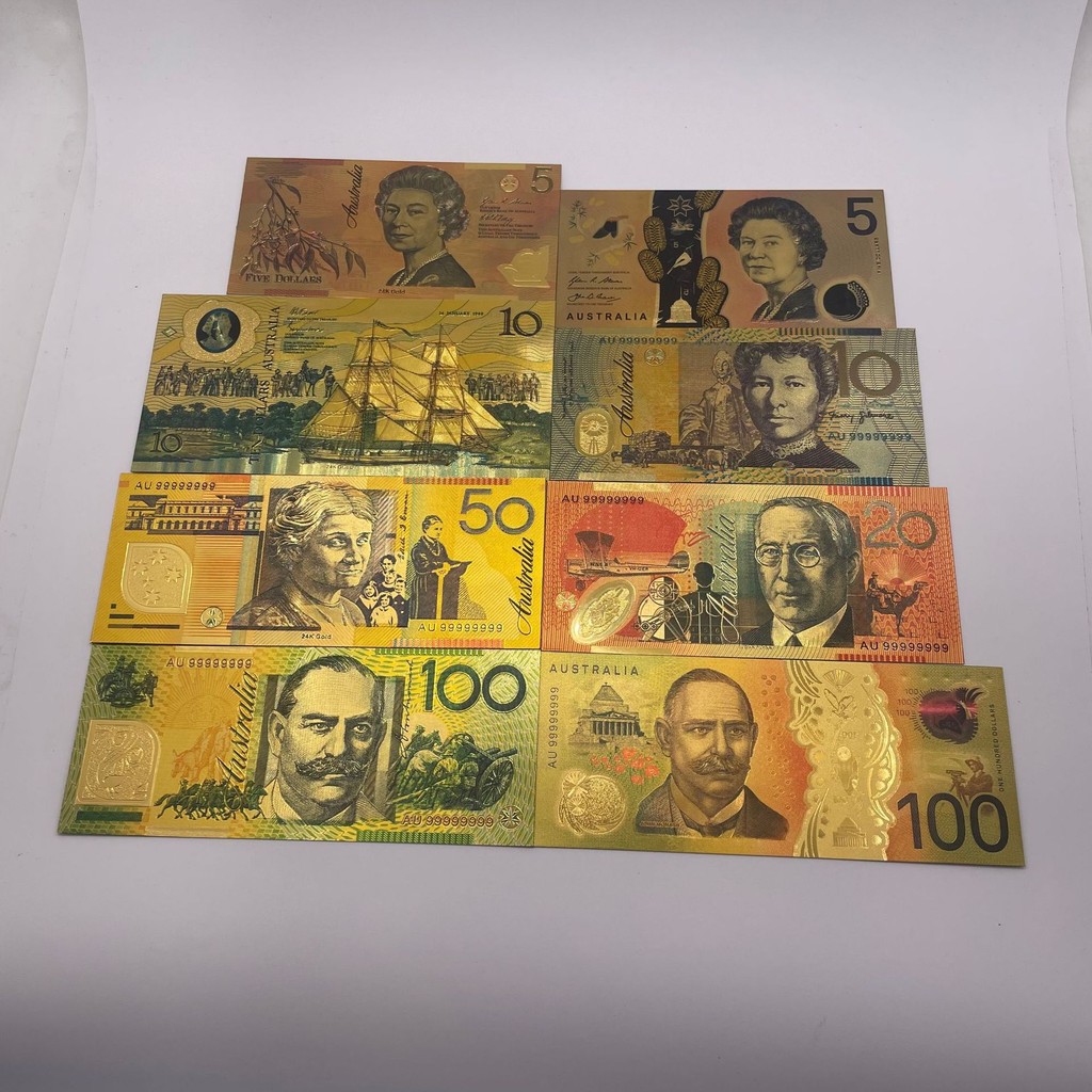 Australian Dollar Australian Dollar 5 10 20 50 100 Gold Foil Plastic ...