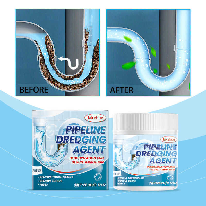 260G Powerful Pipe Dredging Powder Cleans And Unclogs Sewer Hair Grease ...