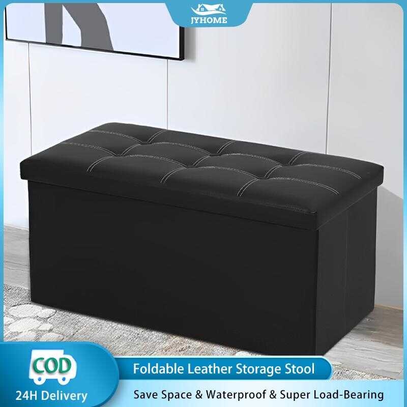 Ottoman Storage Stool Multifunctional Foldable Waterproof Leather ...