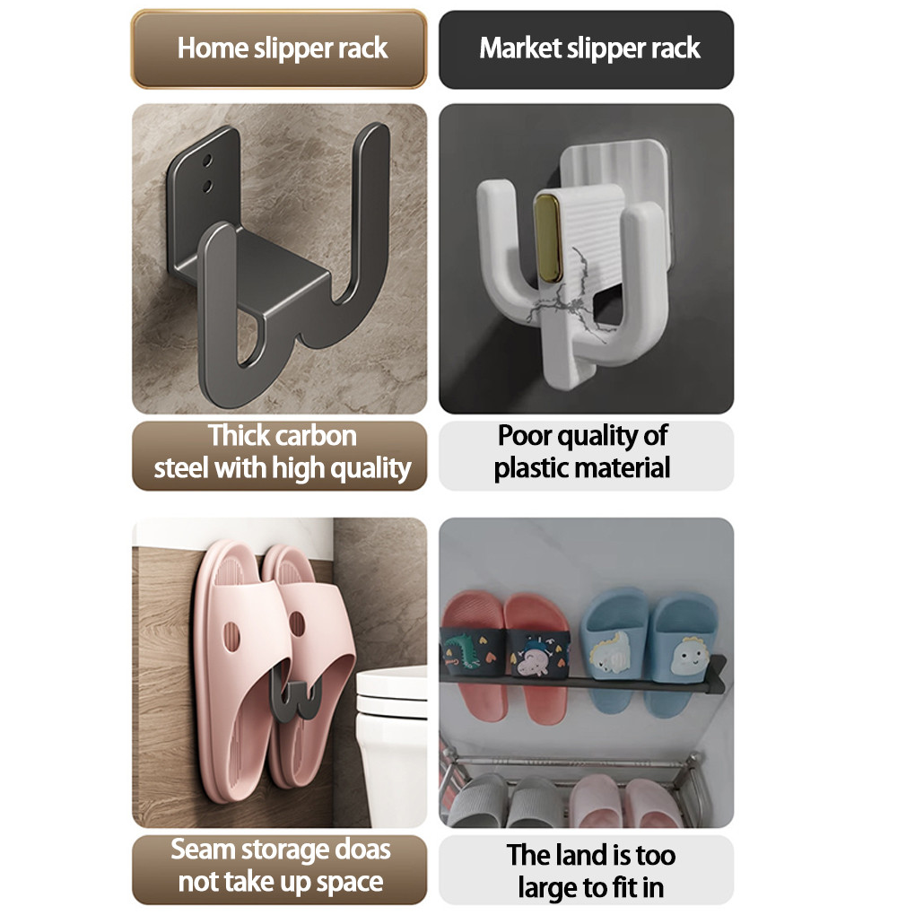 Wall-Mounted Shoe Racks Slippers Hanging Shelf Storage Toilet Shoes ...
