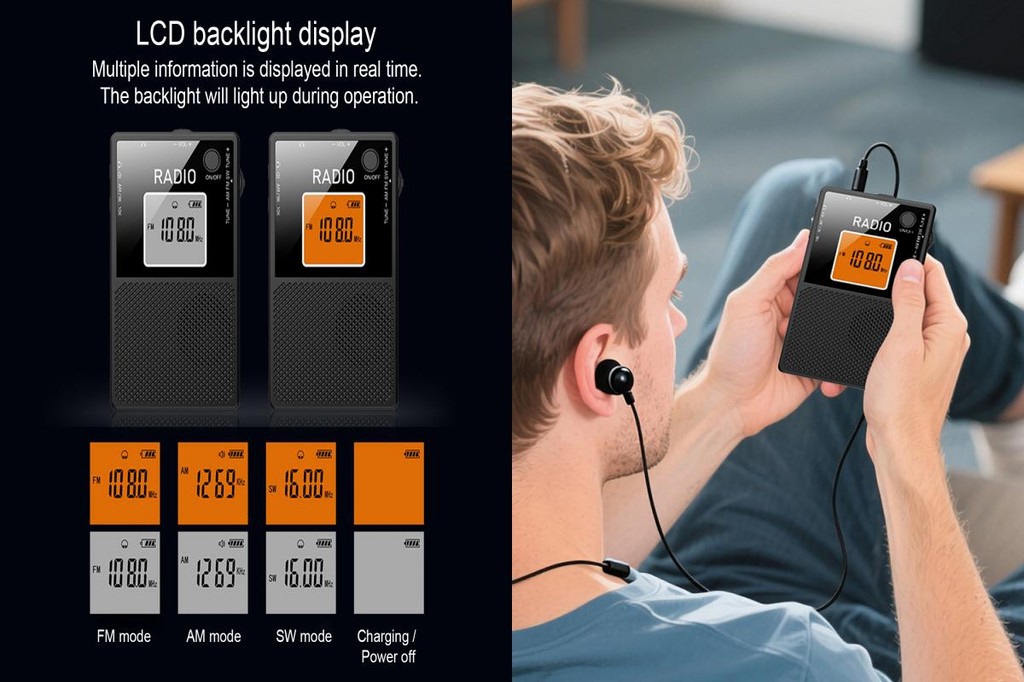 mentove* Pocket-sized Radio Card-sized Am Fm Radio Portable ...