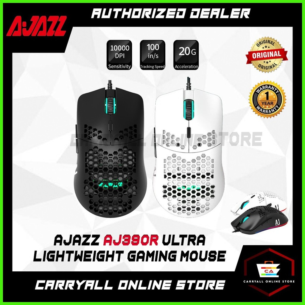 AJAZZ AJ390R Wired Gaming Mouse Lightweight Honeycomb Shell Design with ...